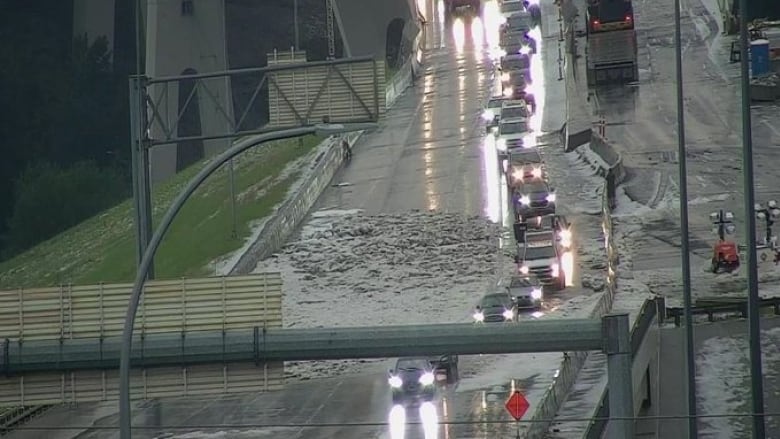 Flash flooding on Stoney Trail and Nose Hill Drive.