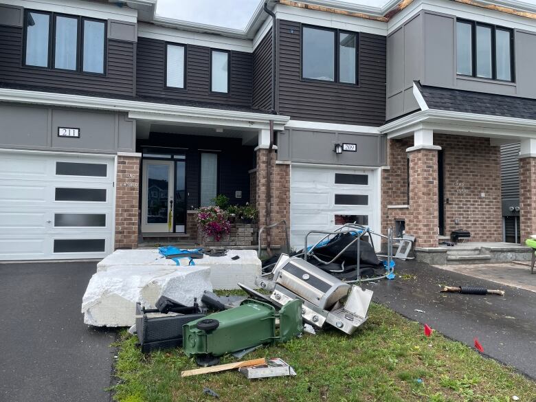 big block, barbecue on from lawn on 211 Seeley's Bay Street in Barrhaven after tornado July 13, 2023