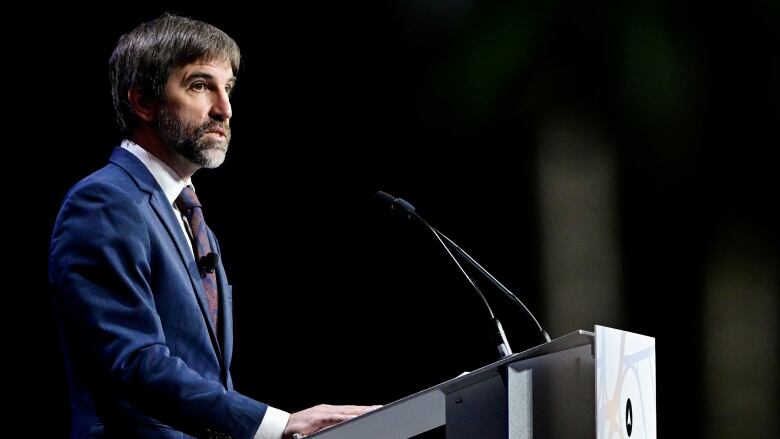 Canada's Minister of the Environment and Climate Change Steven Guilbeault speaks at the GLOBE Forum 2022 in Vancouver, British Columbia, Canada March 29, 2022.  REUTERS/Jennifer Gauthier