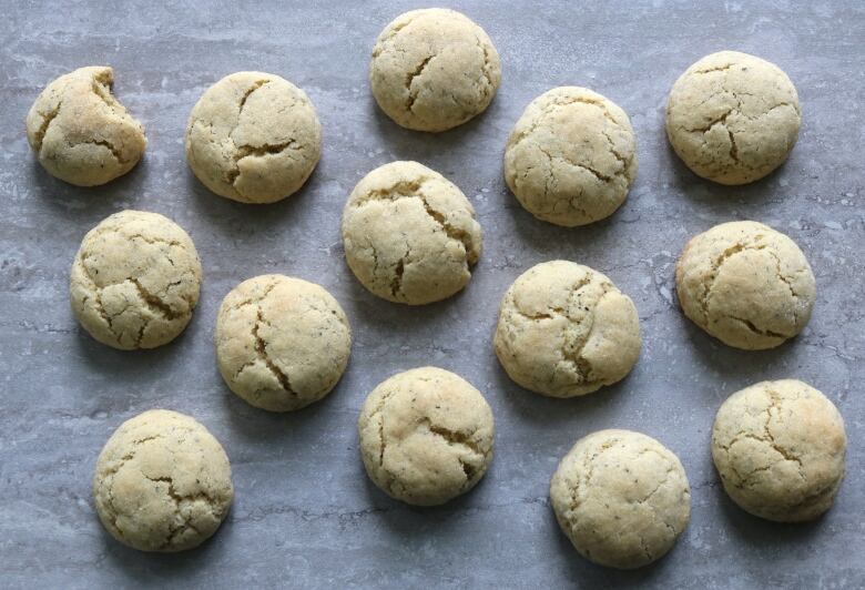 A close-up shot of a batch of Earl Grey tea cookies.