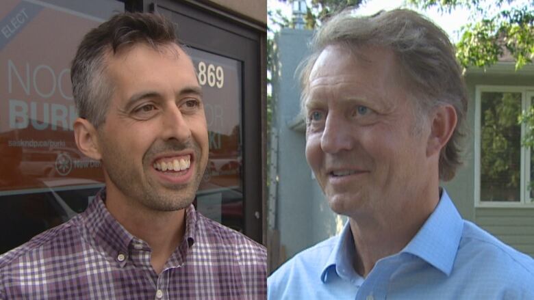 Jared Clarke (left) is running for the NDP in Walsh Acres. Nevin Markwart (right) is trying to hold onto the seat for the Saskatchewan Party.