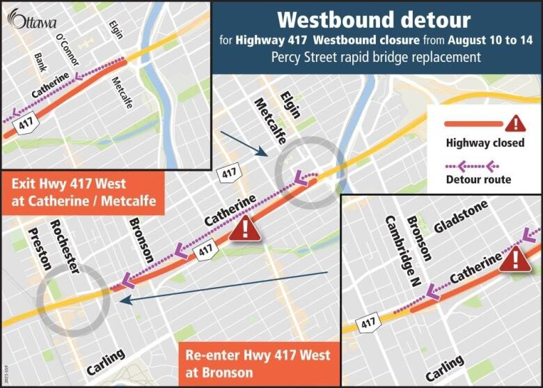 A map showing highway closures.