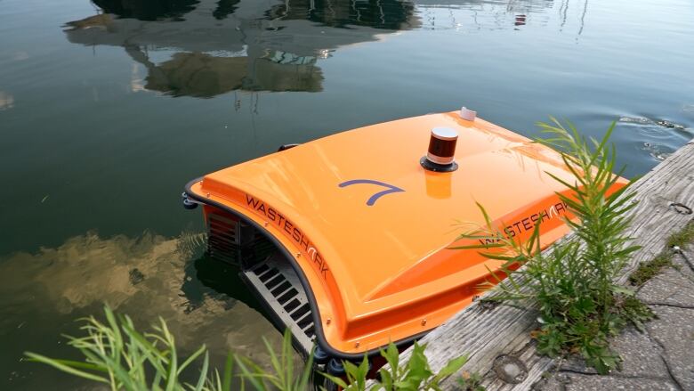 One of the two new PortsToronto WasteShark Aquadrones is seen in action in Toronto's Outer Harbour Marina.