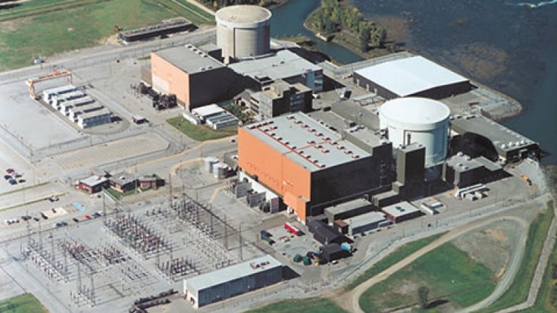 An aerial photo of a nuclear plant. 