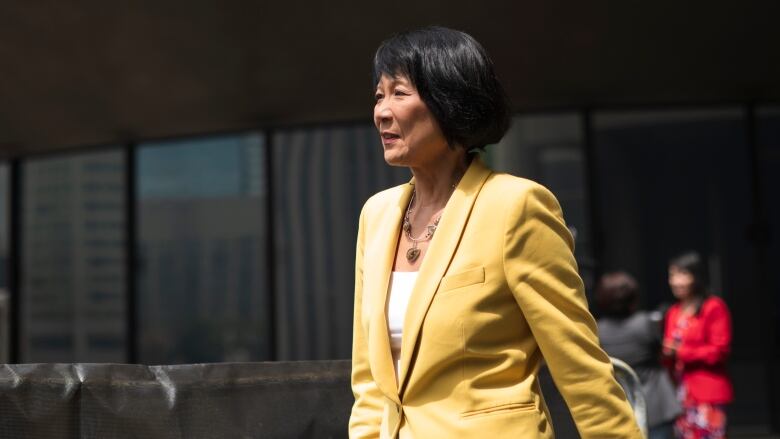 Mayor Olivia Chow makes her way to a news conference following her Declaration of Office Ceremony at Toronto City Hall, on July 12, 2023.