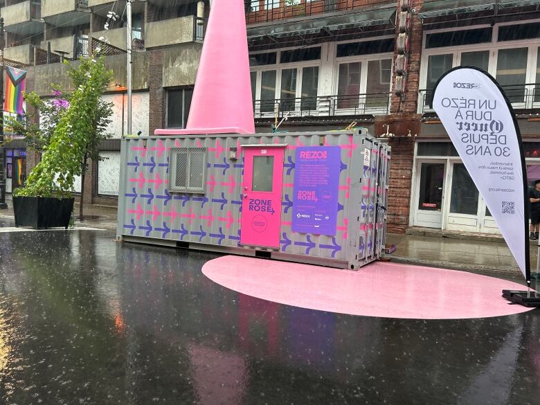 pink shipping container