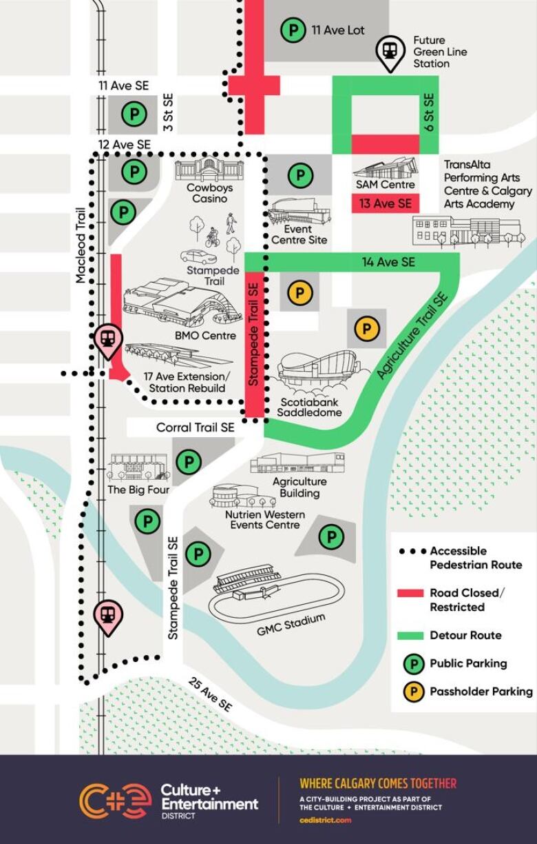 Map details road closures around Stampede Park