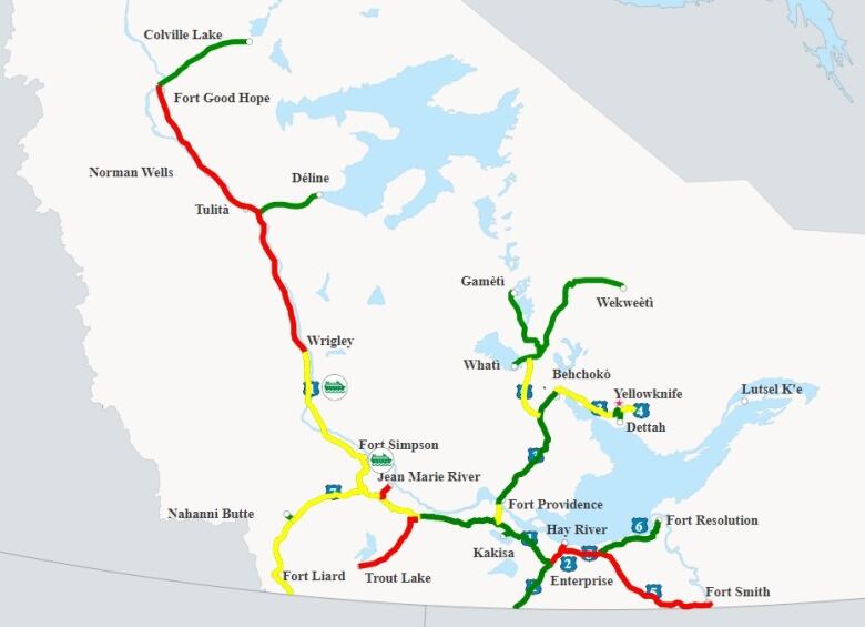 N.W.T. Highways Map morning of August 20, 2023