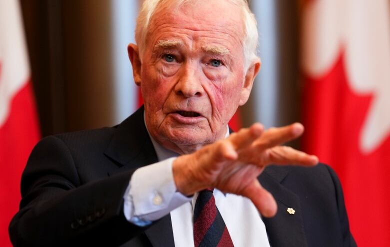 David Johnston, Independent Special Rapporteur on Foreign Interference, presents his first report in Ottawa on Tuesday, May 23, 2023. 