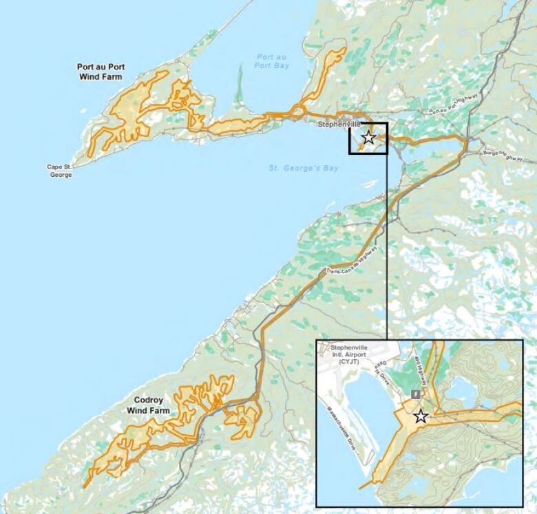 A map of a wind farm project. 