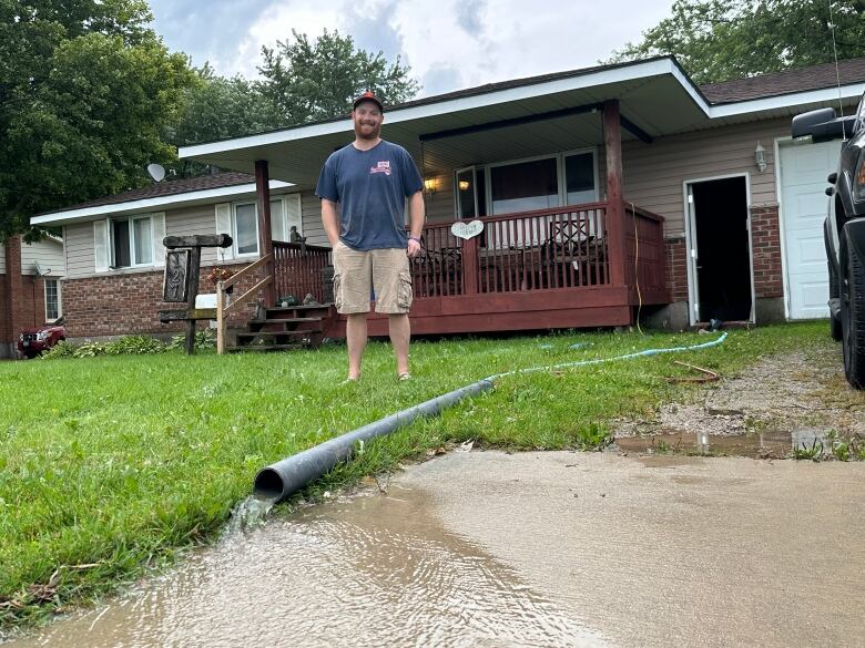 Jamie Shields took the day off to supervise three water pumps to move water out of his father and step-mother's basement. 