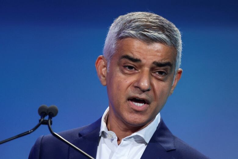 FILE PHOTO: Mayor of London Sadiq Khan speaks at the London Tech Week in London, Britain, June 12, 2023. 