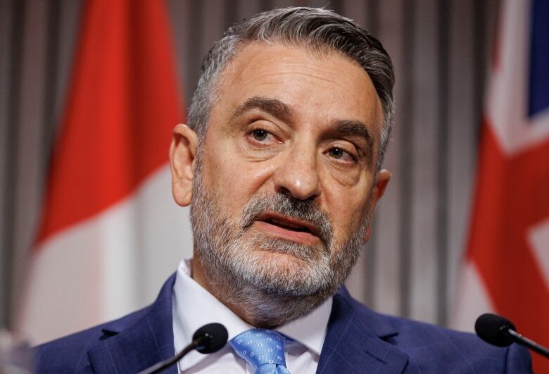 Newly appointed housing minister Paul Calandra holds a press conference, at Queens Park, in Toronto, on Sept. 6, 2023.