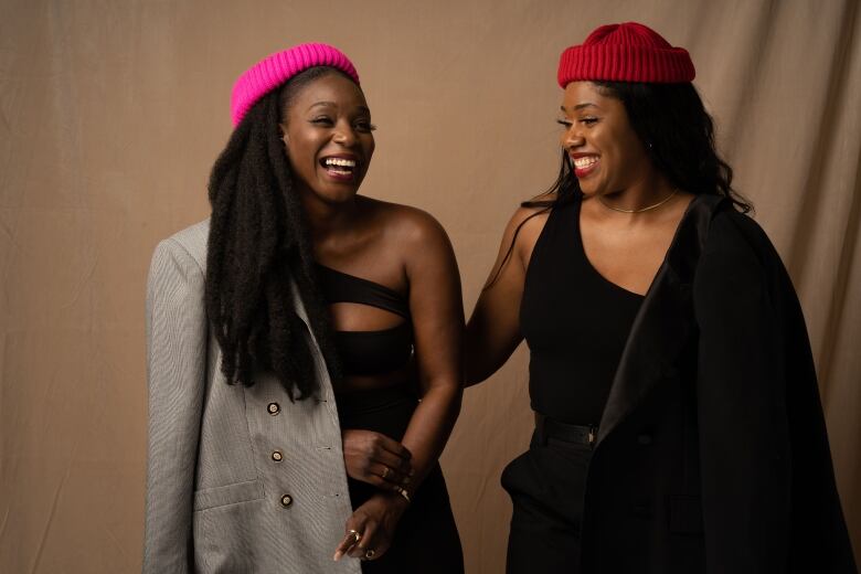 A photograph of Naira Adedeji and Celestina Aleobua smiling and laughing. They're the co-creators of the TV series Jaded, which they'll be pitching at The Big Pitch.