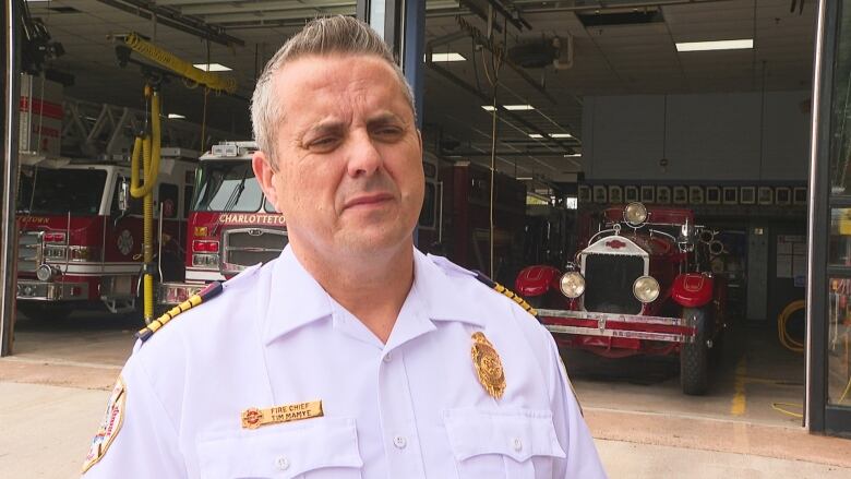 Charlottetown Fire Chief Tim Mamye in front of station.