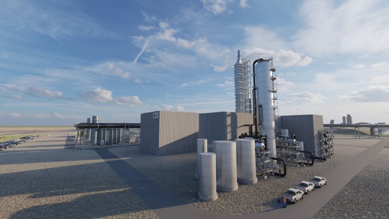 This photo shows a rendering of Heidelberg's full-scale carbon capture plant in Edmonton.