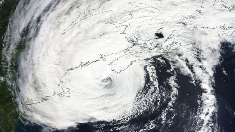 Satellite image as Post-Tropical Storm Lee nears landfall on Saturday September 18th