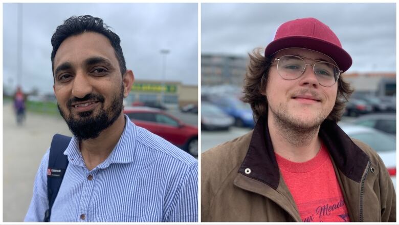 Two photos, side by side, of two different men. Both are smiling.