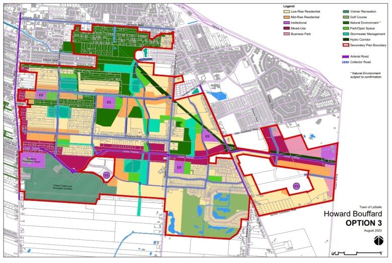 A municipal development map for the Town of LaSalle.