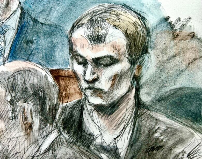 a court sketch of nathaniel veltman. 