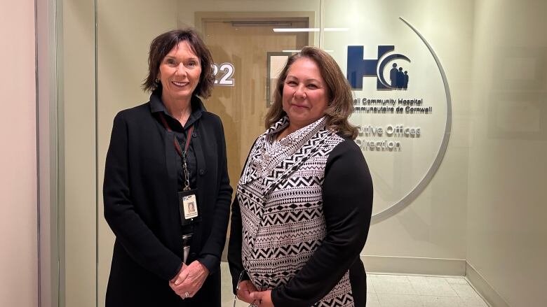 Jeanette Despatie (left) stands next to April White inside the Cornwall Community Hospital.