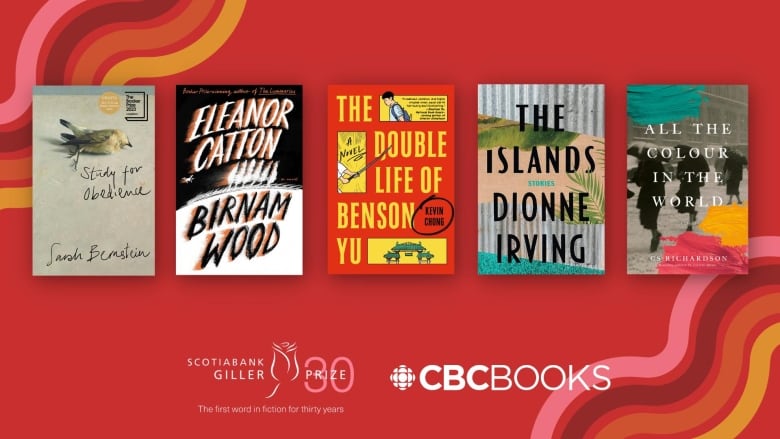 Five book covers are presented on a red background with the logo of CBC Books and the Giller Prize.