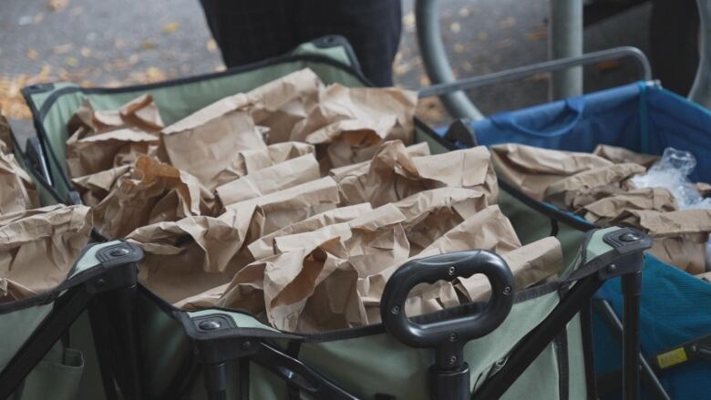 Dozens of meals are given by the All Nations Outreach Society to homeless individuals in Vancouver's Downtown Eastside. 