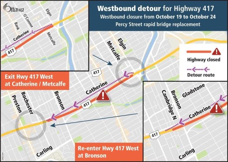 Map of highway detour.