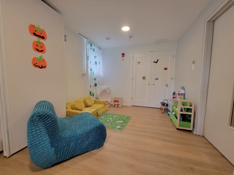 The inside of a play room in an apartment. 