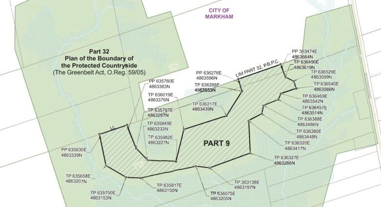 A map labelled 'Plan of the Boundary of the Protected Countryside (The Greenbelt Act).'