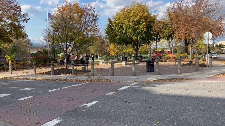 A road intersection near a park.