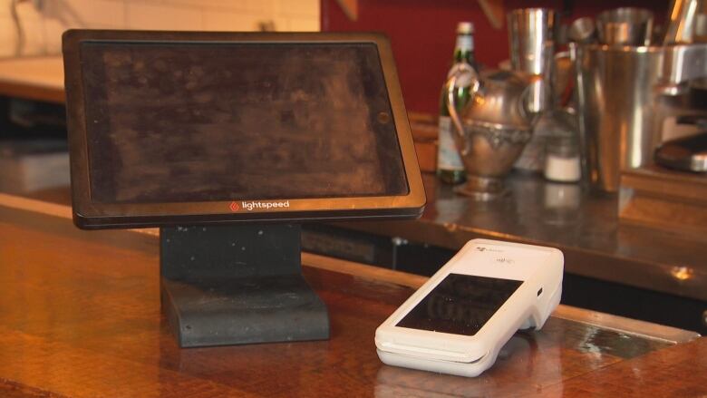 Shot of a POS system used at a restaurant. 