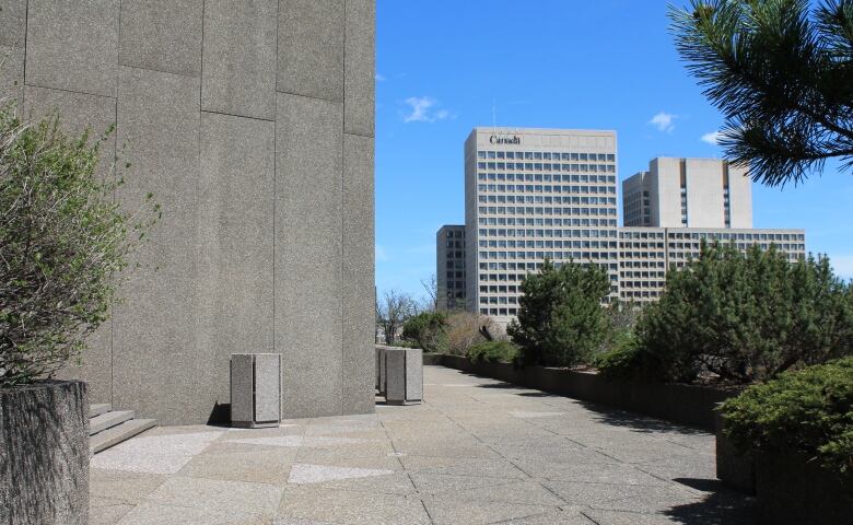 A brutalist building.