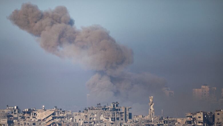 Smoke is seen rising in Gaza, amid the ongoing Israel-Hamas conflict.