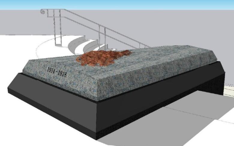 A sketch showing the tomb of the unknowns that will be created at the war memorial in St. John's.