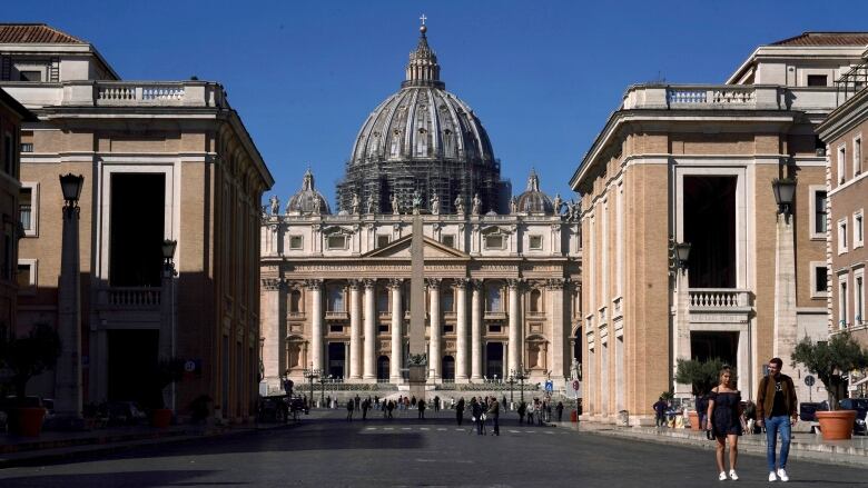 A photo of St. Peter's Basilica at the Vatican.