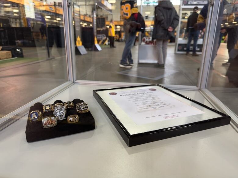 Several Grey Cup rings were on display at the John Weir Foote armoury in Hamilton during  Grey Cup week.