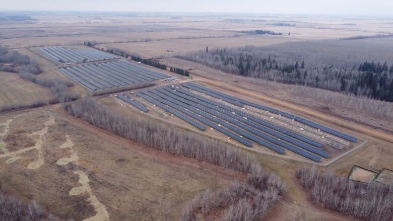 Solar panels in a field north of Metis Cross, in the area of Smoky Lake County, Alta. 