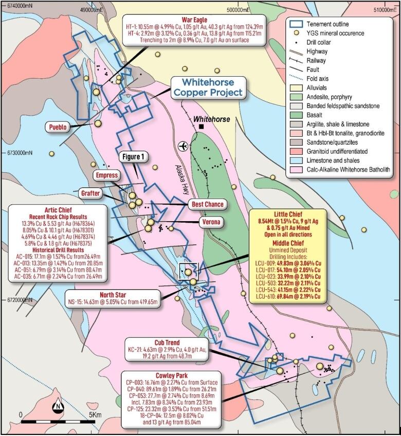 The photo shows a map of mining exploration. 