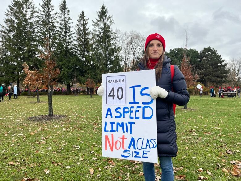 Woman with sign