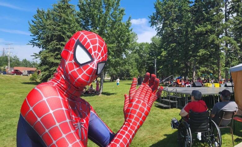 Spiderman at a festival 