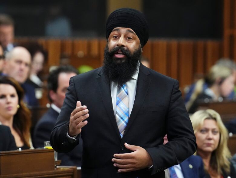 Conservative finance critic Jasraj Singh Hallan rises during question period in the House of Commons on Parliament Hill in Ottawa on Thursday, Oct. 26, 2023. THE CANADIAN PRESS/Sean Kilpatrick