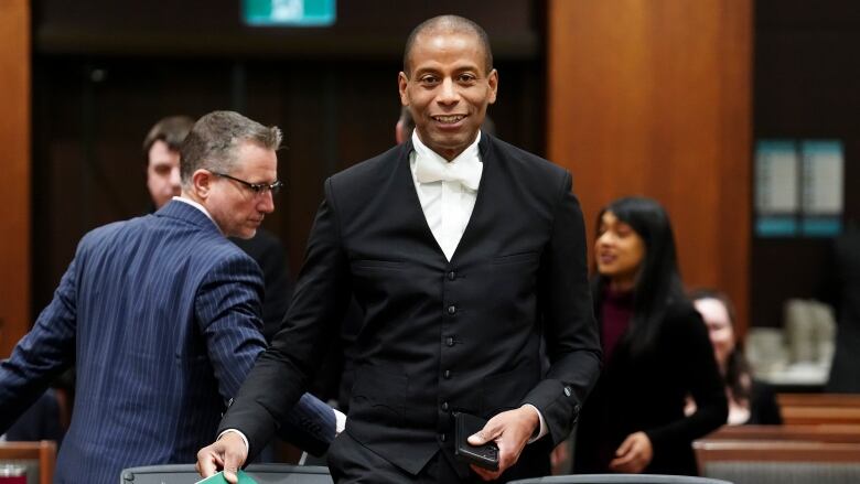 Speaker Greg Fergus arriving at committee