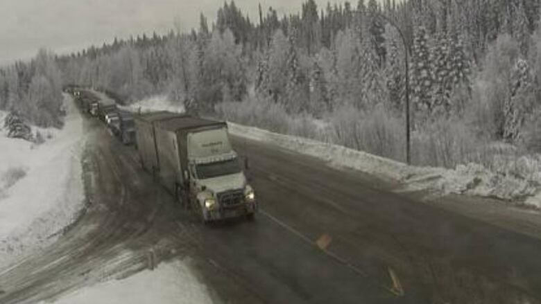 A line of trucks