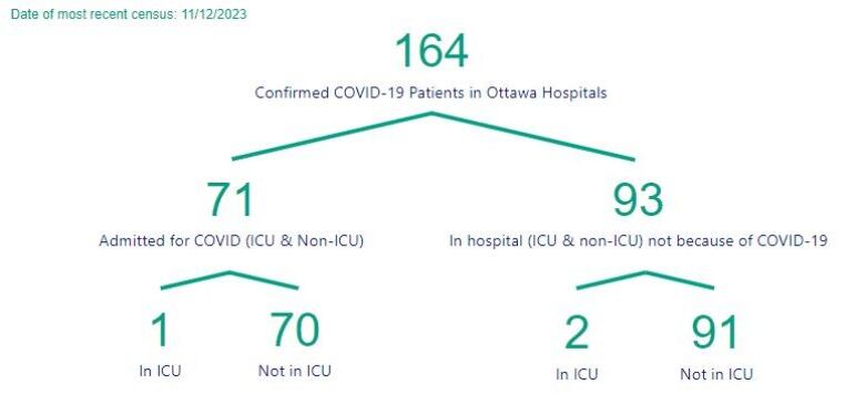  A chart showing the number of people in Ottawa hospitals with COVID.