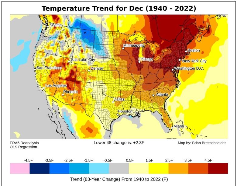 A colour graphic of temperature trends over time.