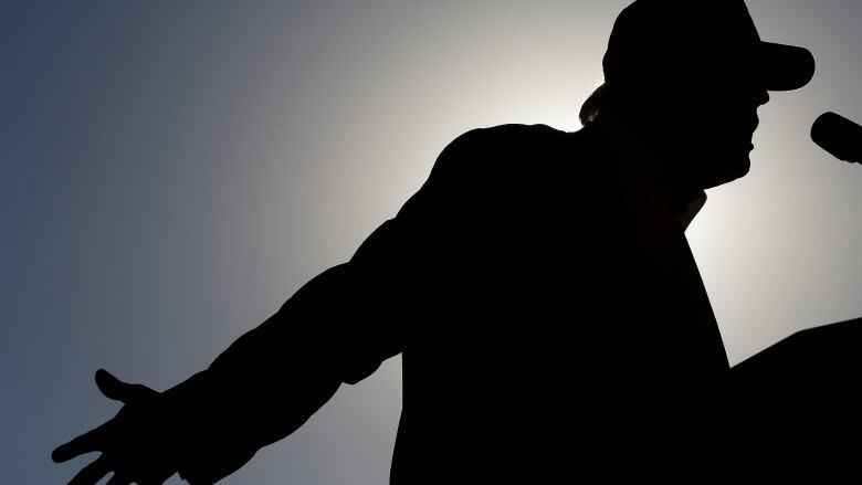 Silhouette of Trump in baseball cap