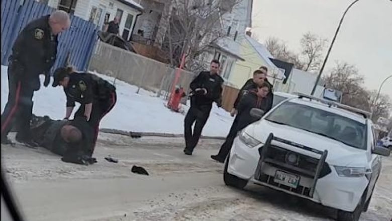 A group of police officers. 