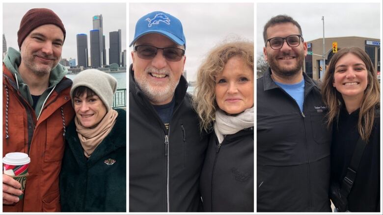 Three couples standing next to each other