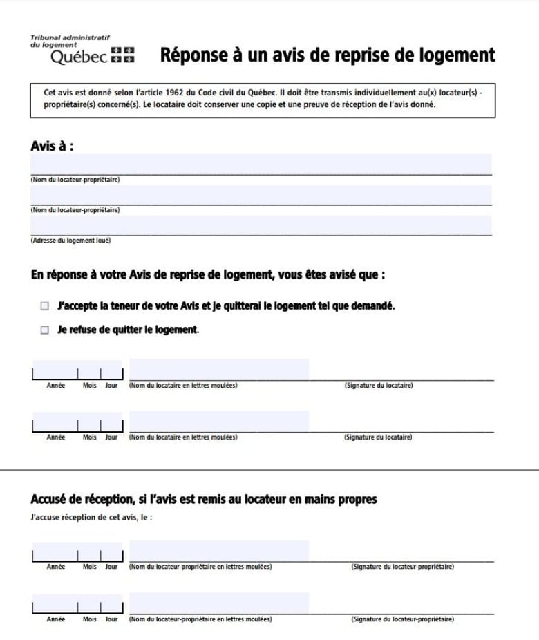 a form to refuse a housing repossession